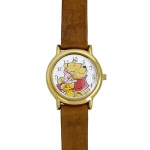 Disney Ladies Vintage Winnie Pooh Piglet Animated Butterfly Watch Gold Plated